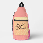 Perzik Roze Naam Monogram Cut Naai Sling Bag (Voorkant)