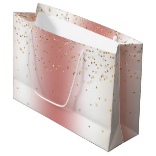 Perzik Roze Ombre Goud Bokeh Glitter Kerstmis Groot Cadeauzakje
