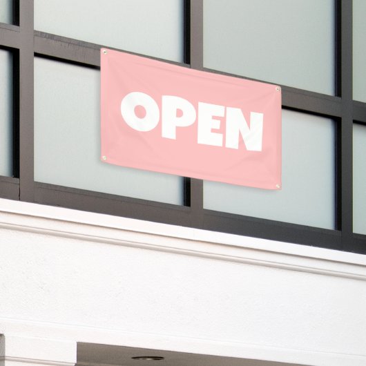 Perzik Roze OPEN Banner (Buitenkant Gebouw)