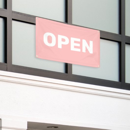 Perzik Roze OPEN Banner (Buitenkant Gebouw)