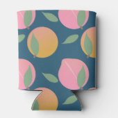 Perzik Roze Oranje Fruit Patroon Navy Blikjeskoeler (Achterkant)