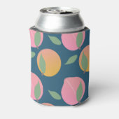 Perzik Roze Oranje Fruit Patroon Navy Blikjeskoeler (Blikje Achterkant)