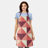 Perzik Roze Paarse Driehoek geometrisch Schort (Gedragen)