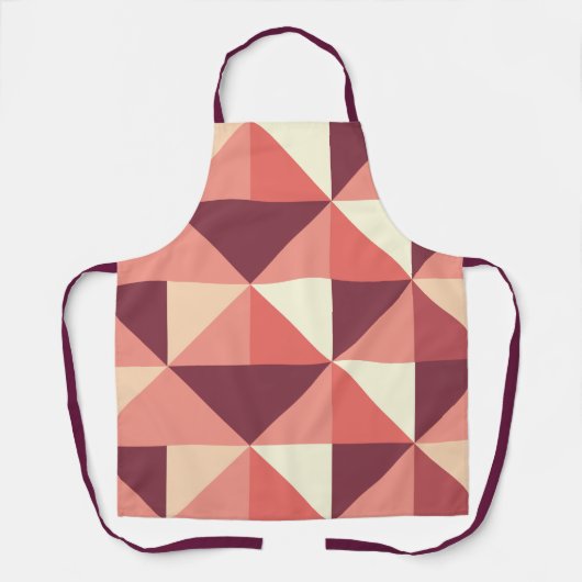 Perzik Roze Paarse Driehoek geometrisch Schort (Voorkant)