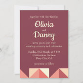 Perzik Roze Paarse Driehoek Geometrische Bruiloft Kaart (Voorkant)