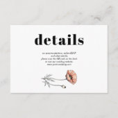 Perzik roze papaver bloemen QR bruiloft details Informatiekaartje (Voorkant)