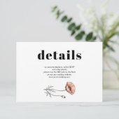 Perzik roze papaver bloemen QR bruiloft details Informatiekaartje (Staand voorkant)