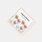 Perzik roze papavers wilde bloemen bloemenbruiloft servet (Hoek)