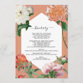 Perzik Roze Pioenen Bloemen Bruiloft Route Programmakaart (Achterkant)