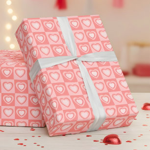 Perzik Roze Retro Harten Valentijns Cadeau Cadeaupapier