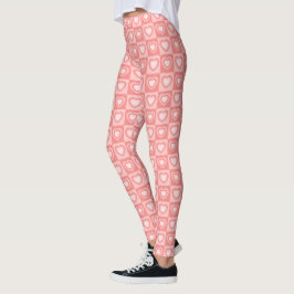 Perzik Roze Retro Harten Valentijns Cadeau Leggings