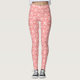Perzik Roze Retro Harten Valentijns Cadeau Leggings