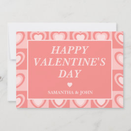 Perzik Roze Retro Harten Valentijnsdag Cadeau Feestdagenkaart