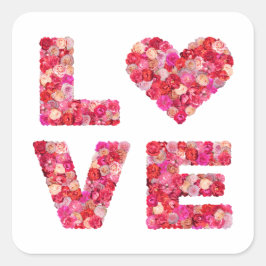 Perzik Roze Rode Rozen Liefde Bloemstuk Valentijns Vierkante Sticker