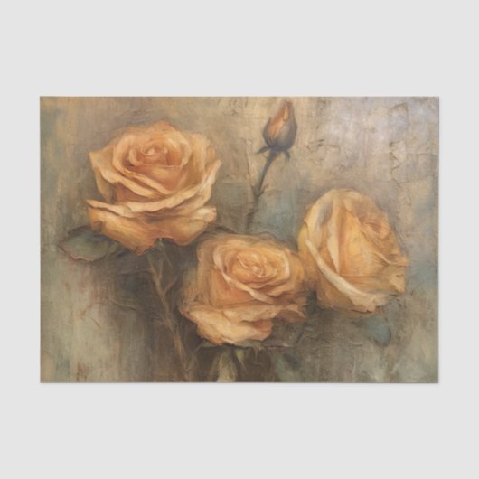 Perzik Roze Romantische Bloemen Tissuepapier (Voorkant)