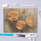 Perzik Roze Romantische Bloemen Tissuepapier (Craft)
