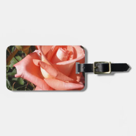 Perzik Roze Roos Bagagelabel