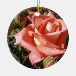 Perzik Roze Roos Keramisch Ornament