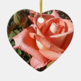 Perzik Roze Roos Keramisch Ornament