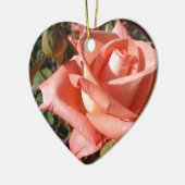 Perzik Roze Roos Keramisch Ornament (Links)