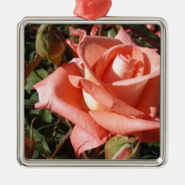 Perzik Roze Roos Metalen Ornament
