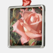 Perzik Roze Roos Metalen Ornament (Links)