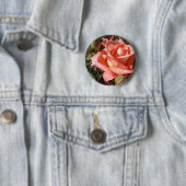 Perzik Roze Roos Ronde Button 5,7 Cm (In situ)