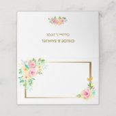 Perzik roze rozen bloemenbruiloft plaatskaartje (Buitenkant ongevouwen)