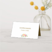 Perzik roze rozen bloemenbruiloft plaatskaartje (Achterkant)