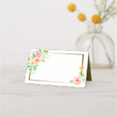 Perzik roze rozen bloemenbruiloft plaatskaartje (Voorkant)