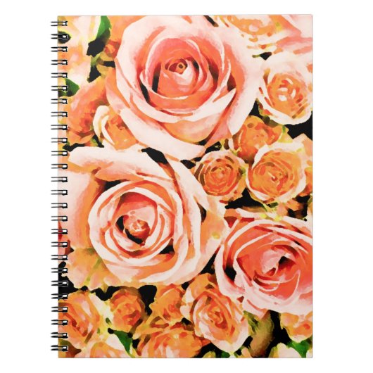 Perzik roze rozenboeket notitieboek (Voorkant)