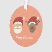 Perzik Roze Schattigee Kerstman & Kerstrendier Ornament (voorkant)