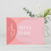 Perzik, roze, terracotta moderne elegante bruiloft kaart (Staand voorkant)