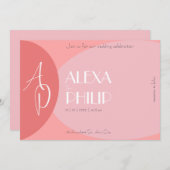 Perzik, roze, terracotta moderne elegante bruiloft kaart (Voorkant / Achterkant)