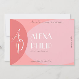 Perzik, roze, terracotta moderne elegante bruiloft kaart