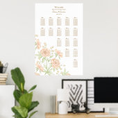 Perzik Roze Trouw Stoelenplattegrond Poster (Thuiskantoor)