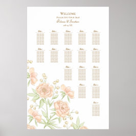Perzik Roze Trouw Stoelenplattegrond Poster