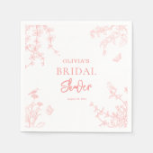 Perzik Roze Tuin Chinoiserie Bruidsdiner Servet (Voorkant)