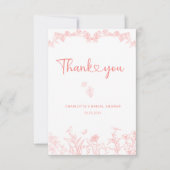 Perzik Roze Tuin Chinoiserie Bruidsdouche Bedankkaart (Voorkant)