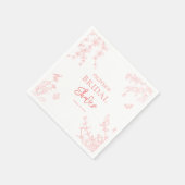 Perzik Roze Tuin Chinoiserie Bruiloftsontbijt Servet (Hoek)