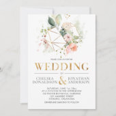 Perzik Roze Waterverf Bloemen Terrarium Bruiloft Kaart (Voorkant)
