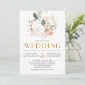 Perzik Roze Waterverf Bloemen Terrarium Bruiloft Kaart (Staand voorkant)