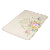 perzik roze Waterverf bloemig Badmat (Gekanteld)