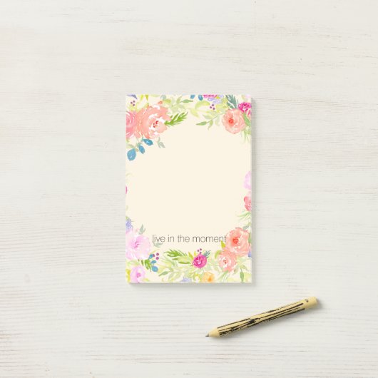  perzik roze Waterverf bloemig Post-it® Notes (Op bureau)