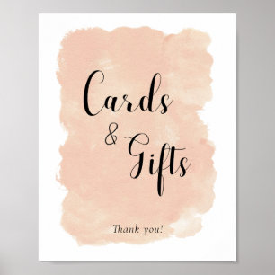 Perzik Roze Waterverf Bruiloftskaarten Geschenken Poster