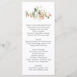 Perzik Roze Wit Bloemen Gestileerde Bruiloft Menu