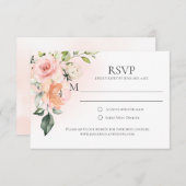 Perzik Roze Wit Rozen Groen RSVP Kaarten (Voorkant / Achterkant)