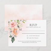 Perzik Roze Wit Rozen Groen RSVP Kaarten Kaartje (Voorkant / Achterkant)