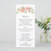 Perzik Roze Witte Bloemboeket Menu Kaartjes (Staand voorkant)