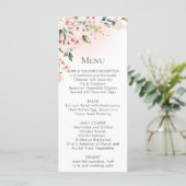 Perzik Roze Witte Bloemen Menu Kaarten (Staand voorkant)